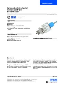 Thumbnail of document Data Sheet - OLS-C51 Optoelectronic Level Switch